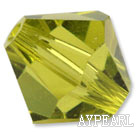 Austrain crystal beads, yellow, 8mm bicone. Sold per pkg of 360.