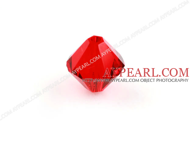 Austrain crystal beads, bright red, 8mm bicone. Sold per pkg of 360.