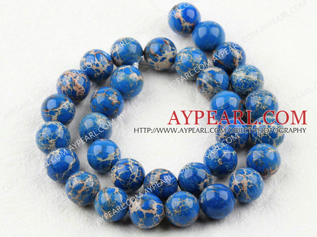 Imperial jasper beads, blue, 12mm round. Sold per 15.16-inch strand.