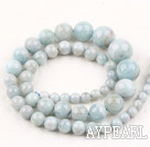 Aquamarine beads,sea blue, 6-8-10-12-14mm round,tower. Sold per 15.16-inch strand