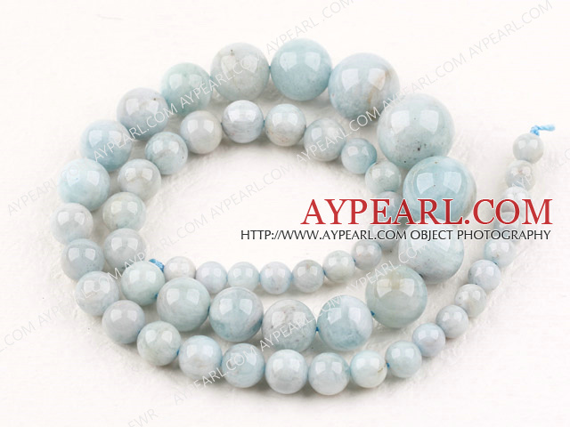 Aquamarine beads,sea blue, 6-8-10-12-14mm round,tower. Sold per 15.16-inch strand