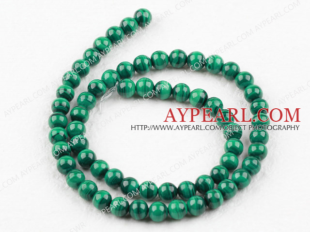 Grade A natural malachite beads,6mm round, green, sold per 15.75-inch strand