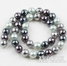 Sea shell beads, multi color, 10mm faceted round. Sold per 15.16-inch strand.