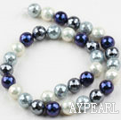 Sea shell beads, multi color, 12mm faceted round. Sold per 15.16-inch strand.