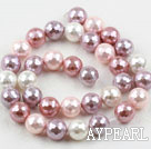Sea shell beads, pink, 12mm faceted round. Sold per 15.16-inch strand.
