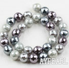 Sea shell beads, gray, 12mm faceted round. Sold per 15.16-inch strand.