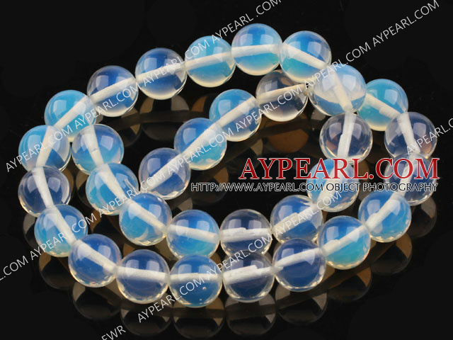 Opal gemstone beads, white, 12mm round. Sold per 15.16-inch strand.