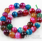Agate gemstone beads, multi color, 12mm streaked faceted round. Sold per 15.16-inch strand.