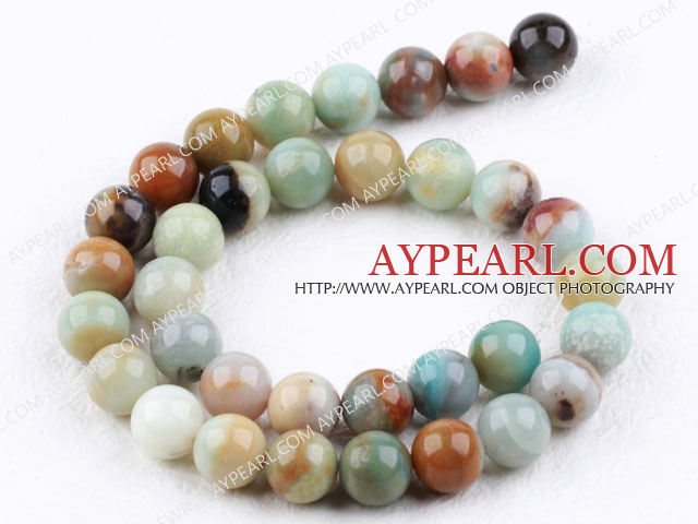 Multi color amazon stone beads, 12mm round. Sold per 15.16-inch strand.