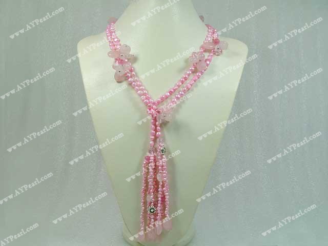 pearl rose quartz necklace