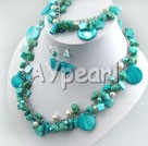 Wholesale Set Jewelry-turquoise shell pearl set