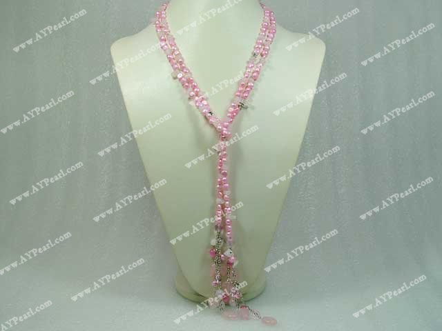 pearl rose quartz necklace