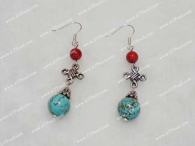 blood stone turquoise earring