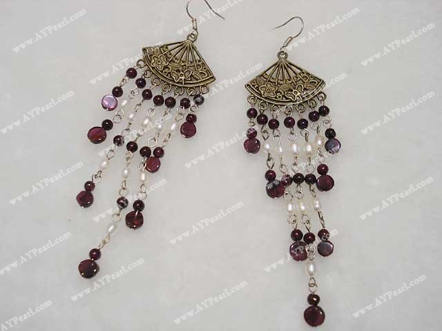 garnet pearl earring