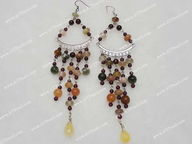 rutilated quartz garnet earring