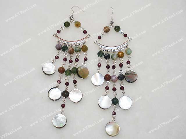 Indian Achat Granat Shell Earring