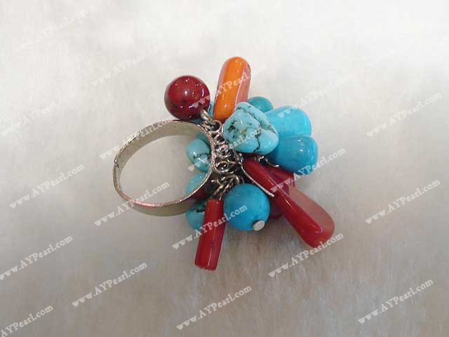 turquoise coral finger-ring