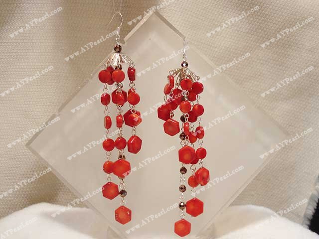 coral crystal earring