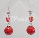 coral blood stone earring