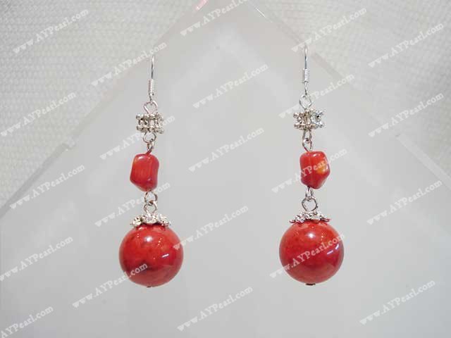 coral blood stone earring