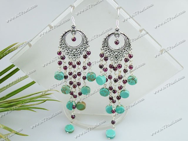 Wholesale Turquoise Jewelry-garnet turquoise earring