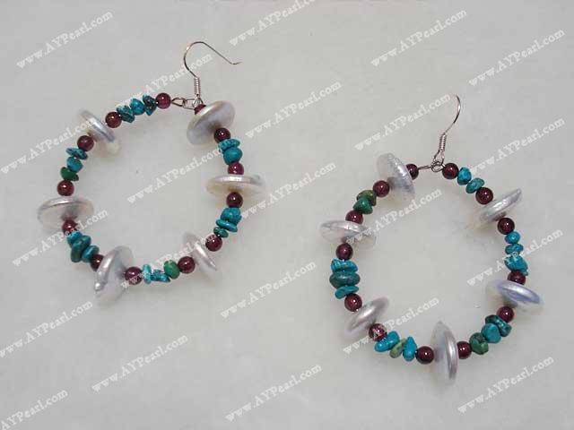 garnet turquoise pearl earrring