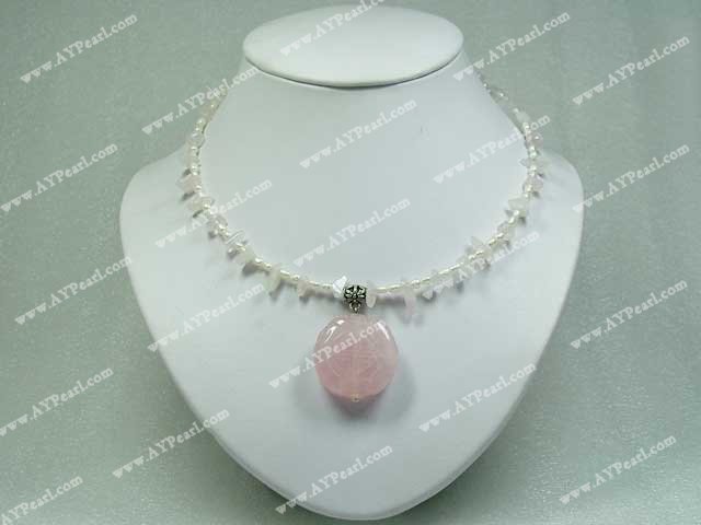 rose quartz pearl necklace