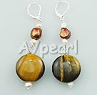 Wholesale tiger eye pearl earring