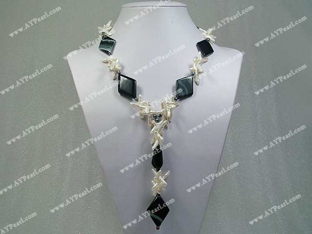 Agate perle kjede