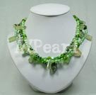 Green rutilated quartz pearl necklace