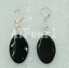 pearl black agate earring