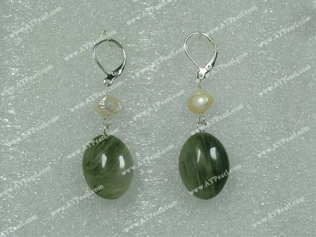pearl rutile quartz earring