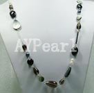 smoky quartz shell pearl necklace
