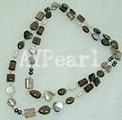 smoky quartz shell pearl necklace