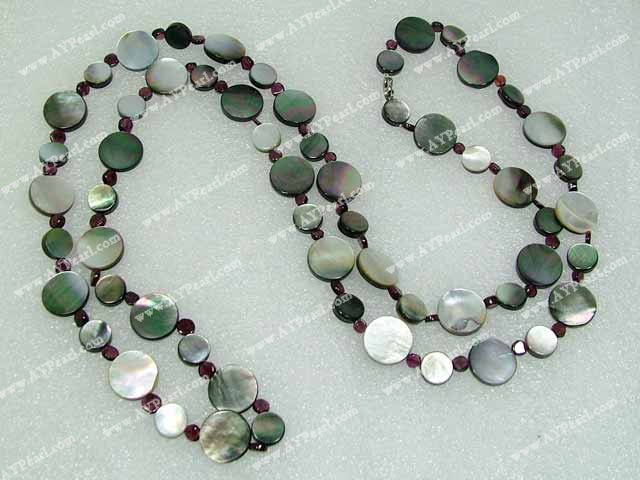 garnet black lip shell necklace