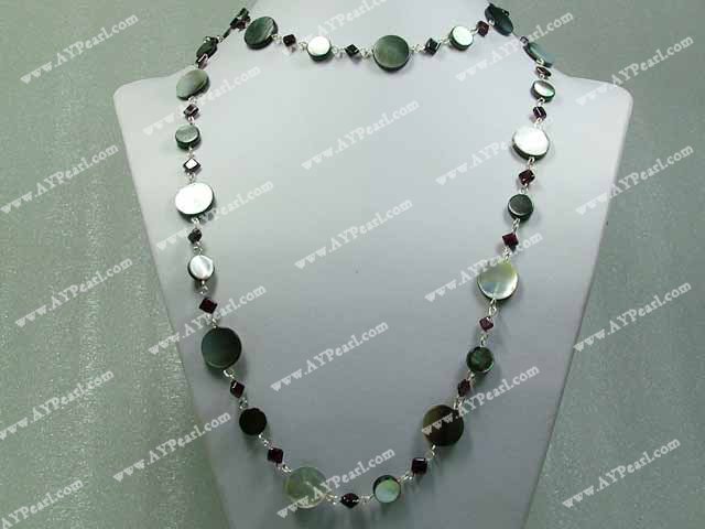 black lip shell garnet necklace