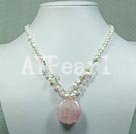 Wholesale rose quartz pearl necklace