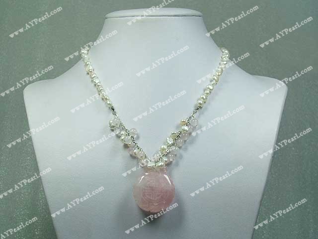 rose quartz pearl necklace