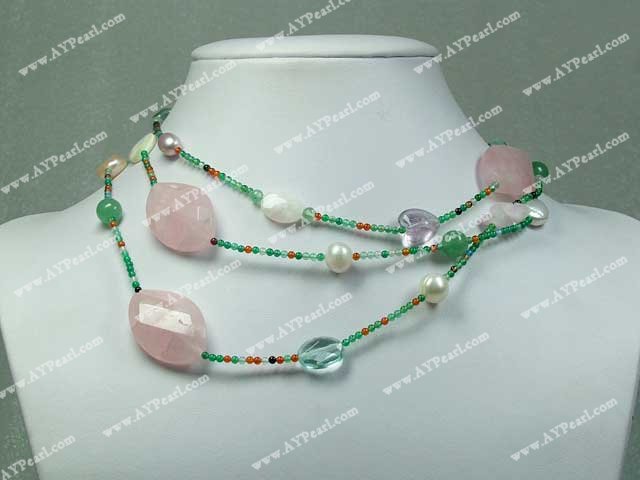 agate rose quartz necklace