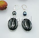 Wholesale earring-pearl black agate earring