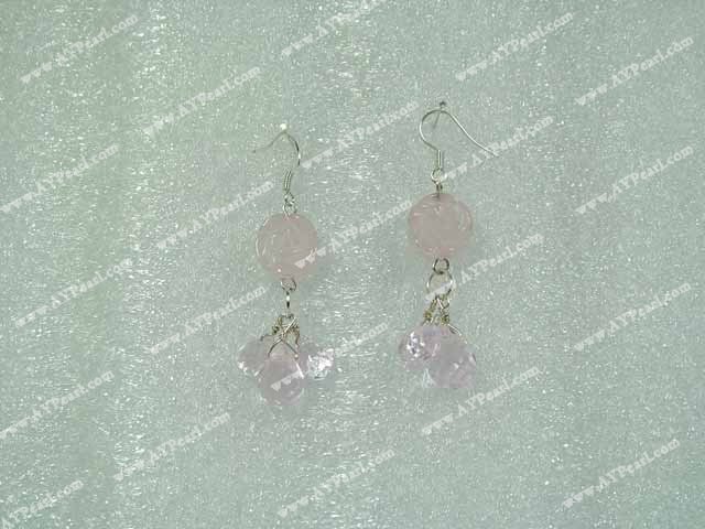 boucle d'oreille rose quartz
