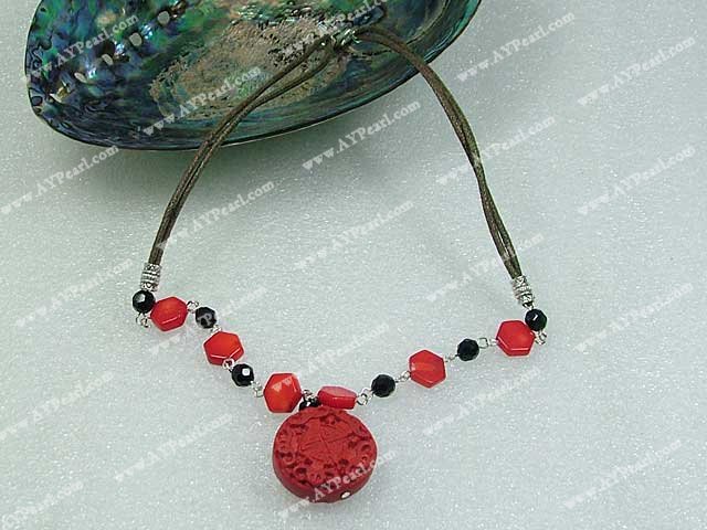 lacquer wooden coral necklace