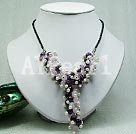 Wholesale Gemstone Necklace-amethyst rose quartz pearl necklace