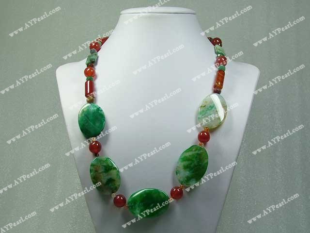 red green agate necklace