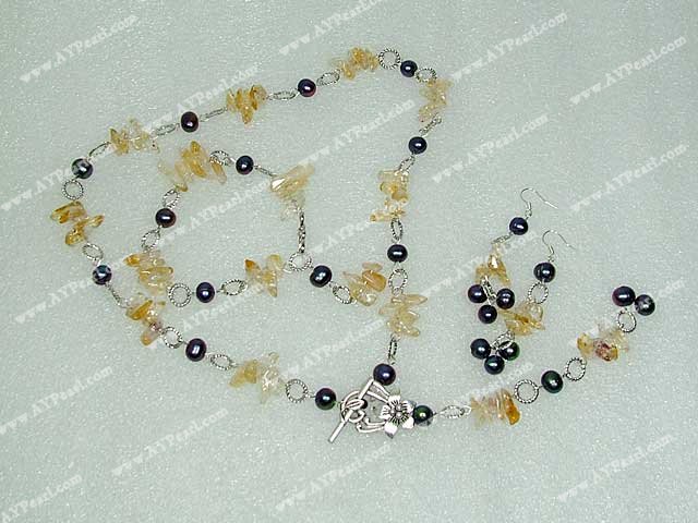 Set Jewelry Wholesale-black pearl citrine set