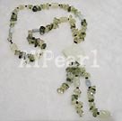 Green rutilated quartz garnet necklace