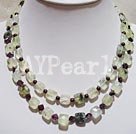 Green rutilated quartz garnet necklace