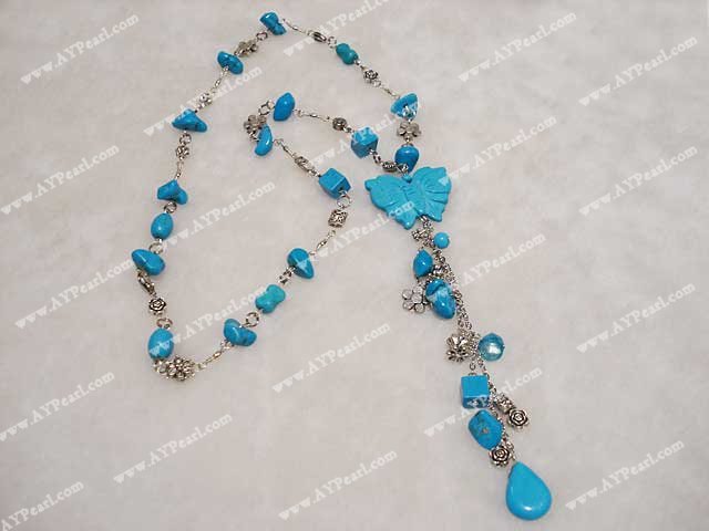 blue turquoise butterfly necklace