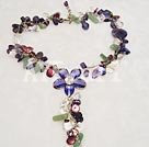 crystal pearl gem flower necklace