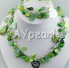 Wholesale Green Style cat's eye shell pearl crystal set